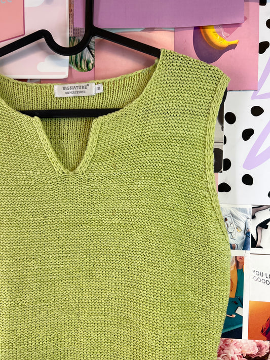 Signature lime crochet top