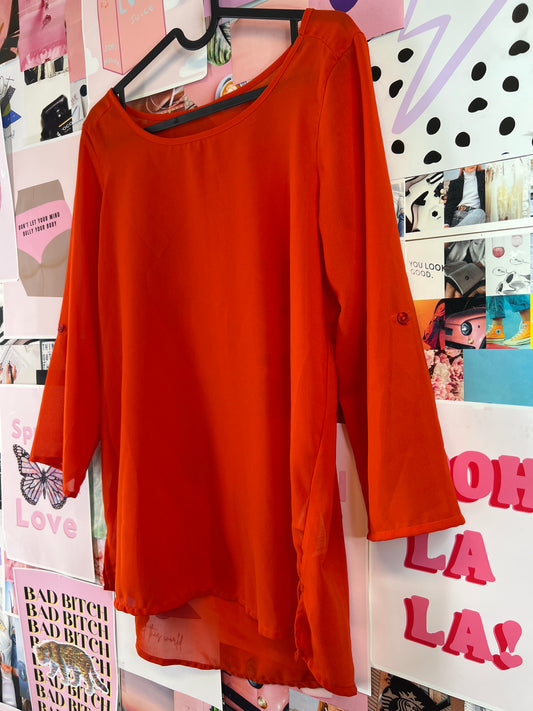 Red see through blouse