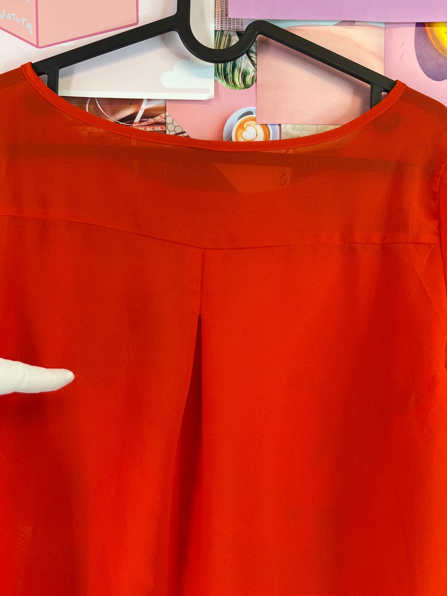 Red see through blouse