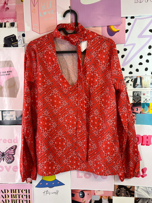 Cowgirl season red blouse