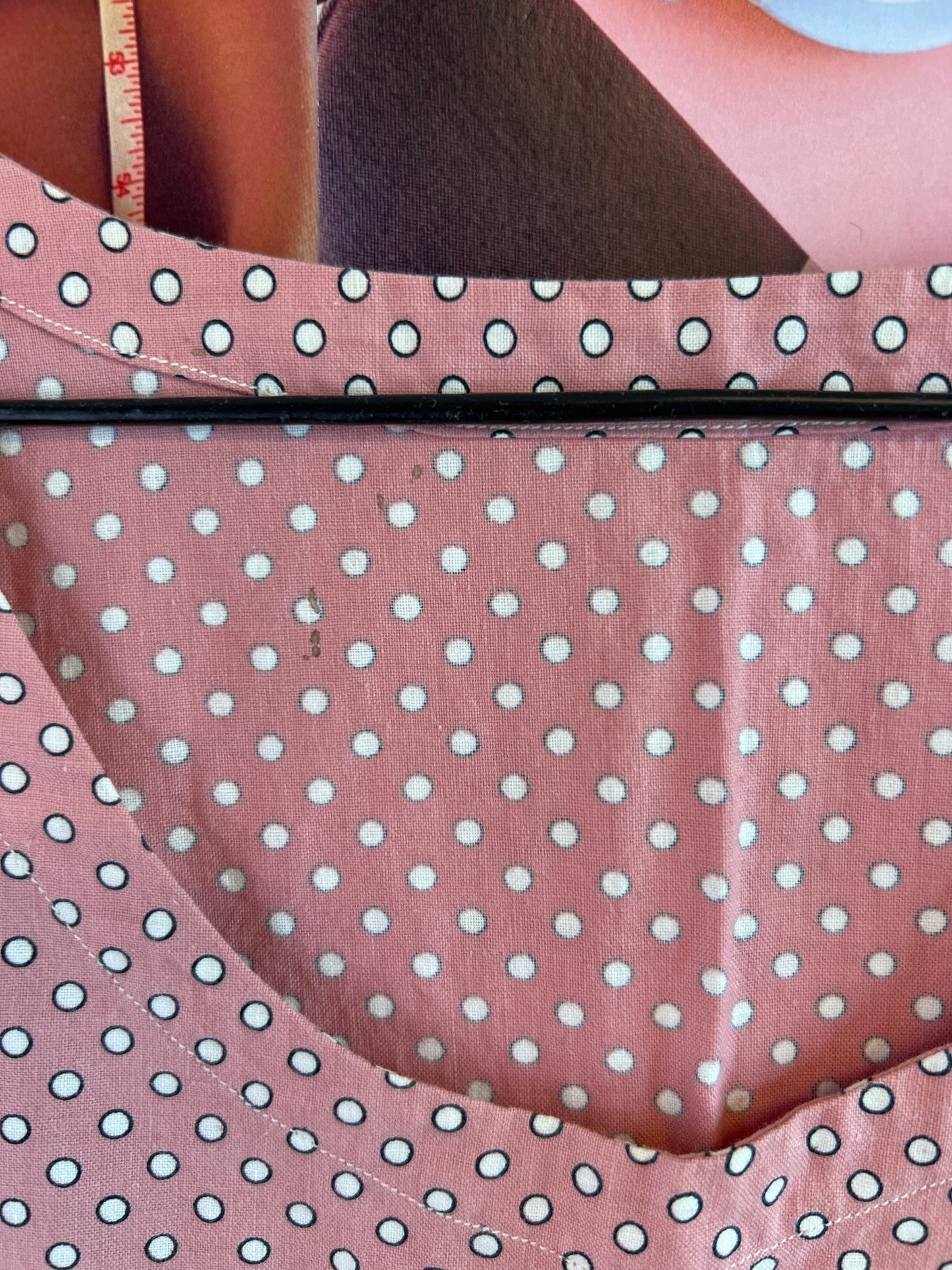 Handmade vintage pink polka dots blouse
