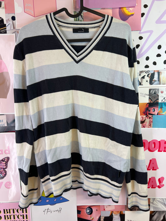 Blue and white sweater