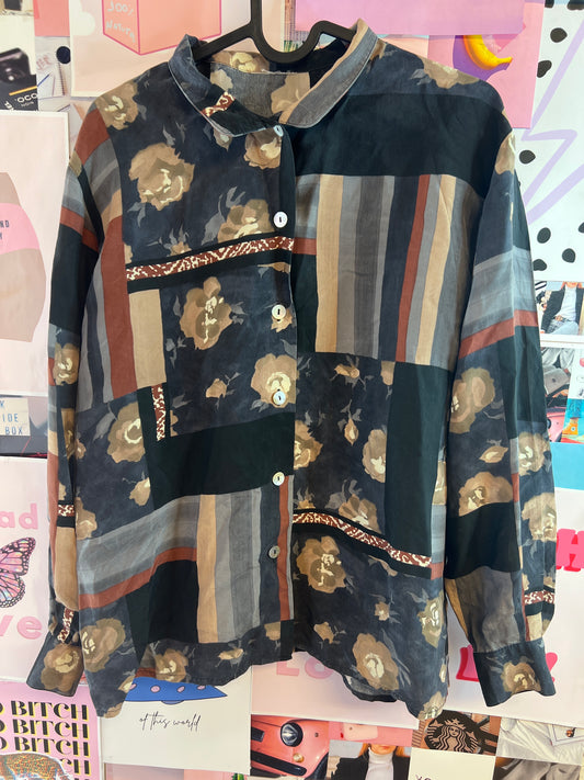 Patterned brown shirt