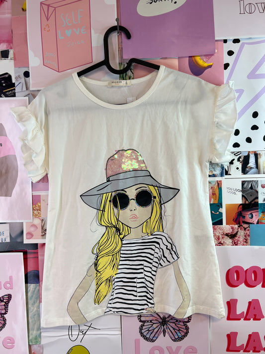 Girl on T-shirt med frills
