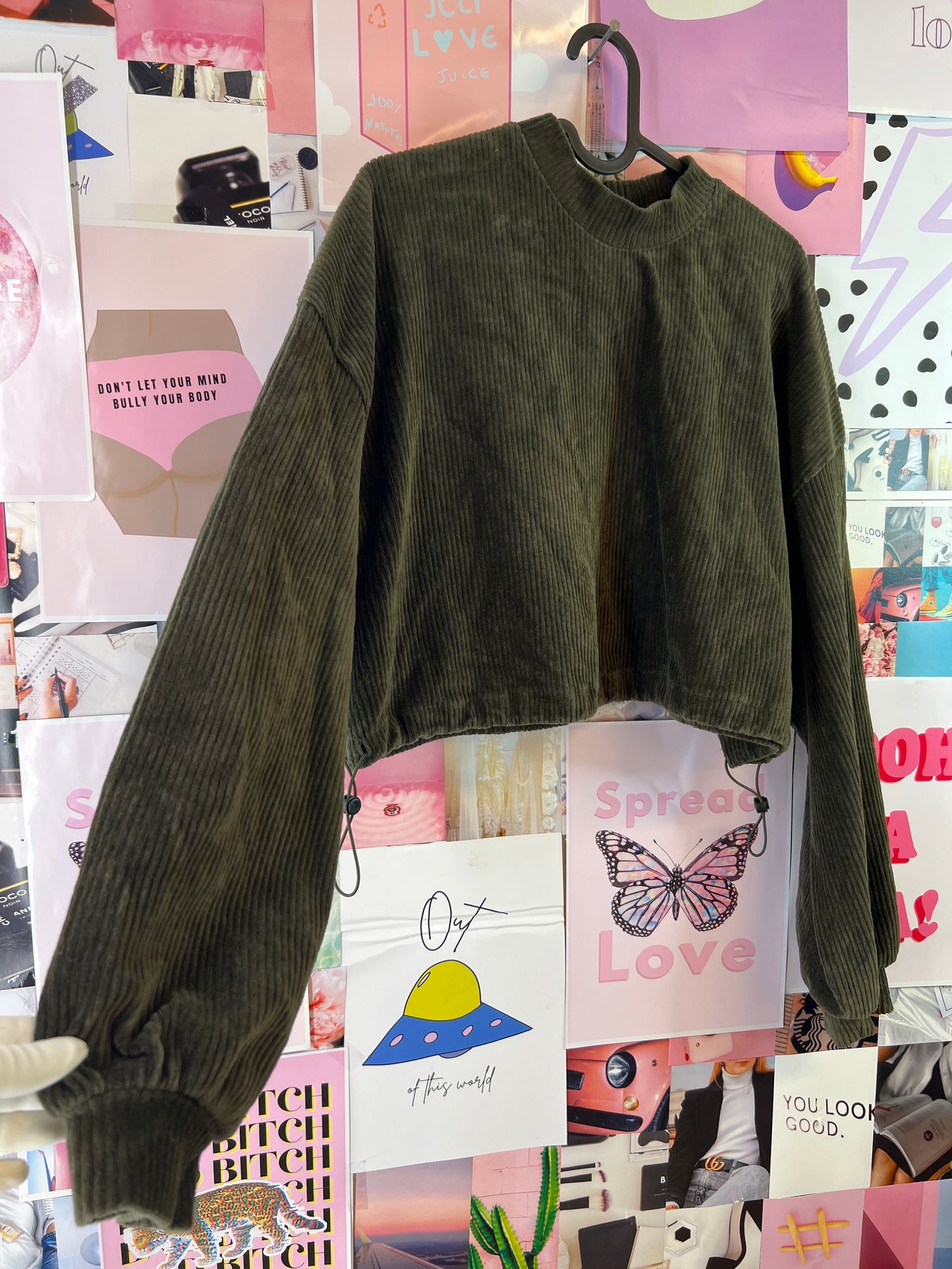 Forest green crop top sweater