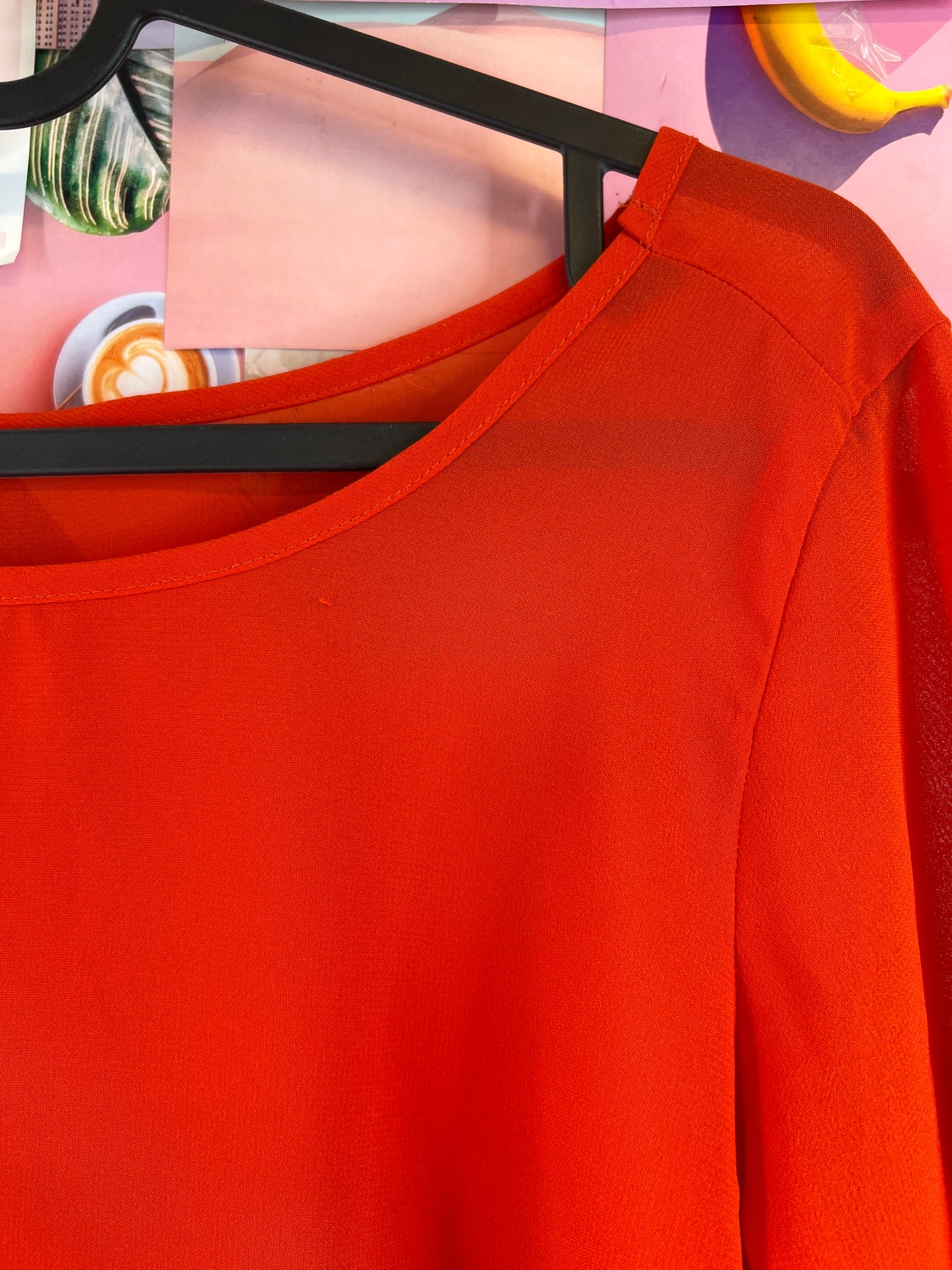Red see through blouse